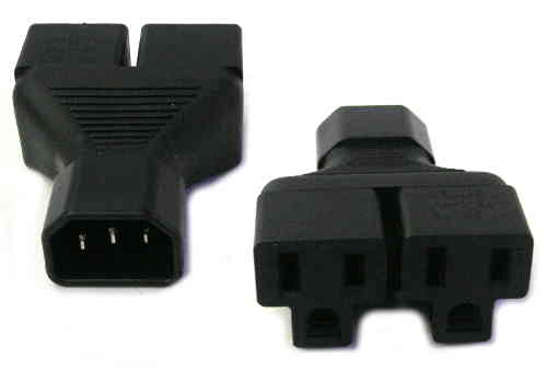 C14 Plug to 2X US Socket Adaptor